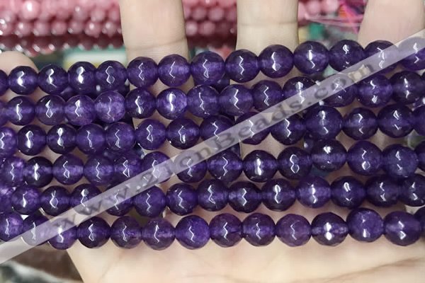 CCN5737 15 inches 8mm faceted round candy jade beads