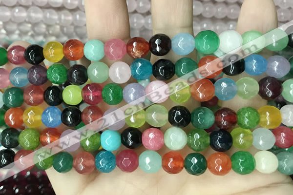 CCN5742 15 inches 8mm faceted round candy jade beads