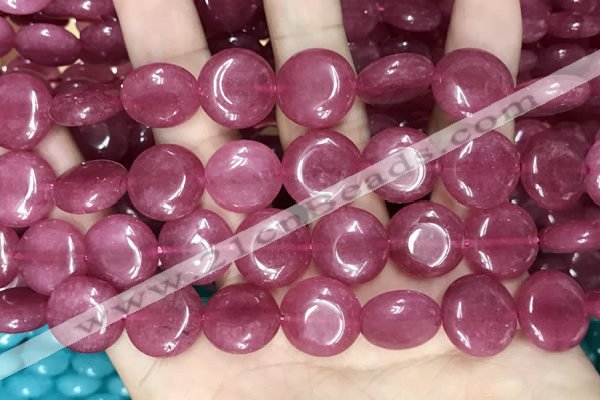 CCN5883 15 inches 15mm flat round candy jade beads Wholesale