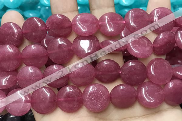 CCN5884 15 inches 15mm flat round candy jade beads Wholesale