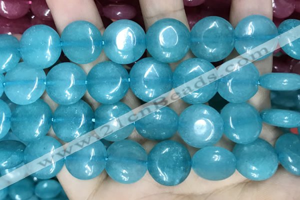 CCN5893 15 inches 15mm flat round candy jade beads Wholesale