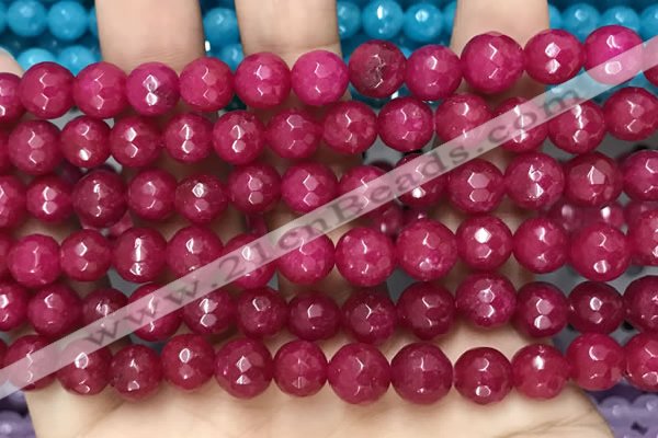 CCN6316 15.5 inches 8mm faceted round candy jade beads Wholesale