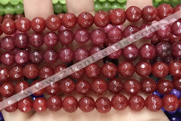 CCN6321 15.5 inches 8mm faceted round candy jade beads Wholesale