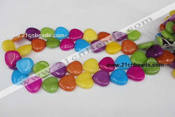 CCN728 15.5 inches 20*20mm heart candy jade beads wholesale