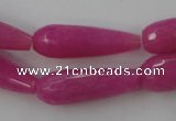 CCN982 15.5 inches 10*30mm faceted teardrop candy jade beads