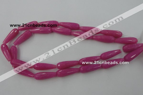 CCN982 15.5 inches 10*30mm faceted teardrop candy jade beads