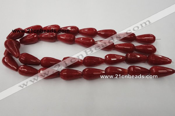 CCN992 15.5 inches 13*25mm faceted teardrop candy jade beads