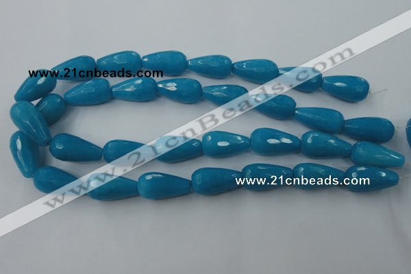 CCN994 15.5 inches 13*25mm faceted teardrop candy jade beads