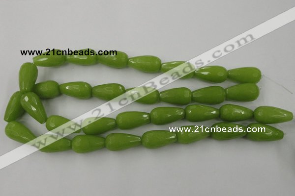 CCN997 15.5 inches 13*25mm faceted teardrop candy jade beads