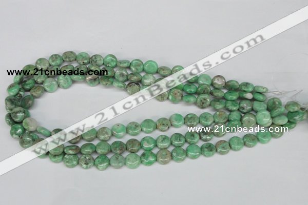 CCO110 15.5 inches 10mm flat round dyed natural chrysotine beads