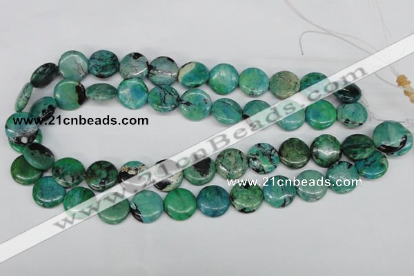 CCO152 15.5 inches 16mm flat round dyed natural chrysotine beads