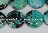 CCO154 15.5 inches 20mm flat round dyed natural chrysotine beads