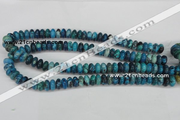 CCO172 15.5 inches 6*12mm rondelle dyed natural chrysotine beads