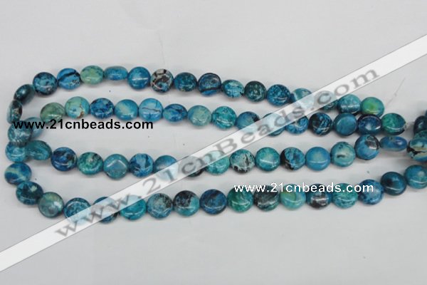 CCO175 15.5 inches 12mm flat round dyed natural chrysotine beads