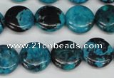 CCO176 15.5 inches 14mm flat round dyed natural chrysotine beads