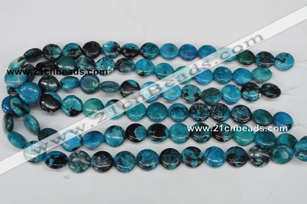 CCO176 15.5 inches 14mm flat round dyed natural chrysotine beads