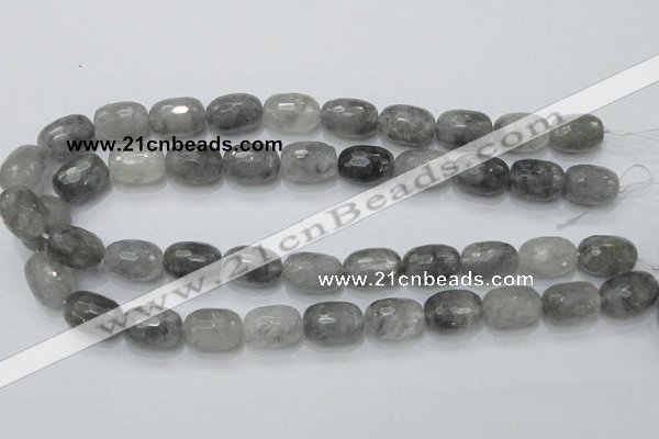 CCQ101 15.5 inches faceted egg-shaped 13*17mm cloudy quartz beads