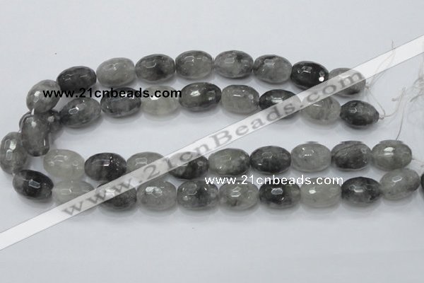 CCQ102 15.5 inches 15*20mm faceted egg-shaped cloudy quartz beads