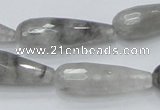 CCQ109 15.5 inches 10*30mm faceted teardrop cloudy quartz beads