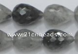 CCQ111 15.5 inches 15*22mm faceted teardrop cloudy quartz beads