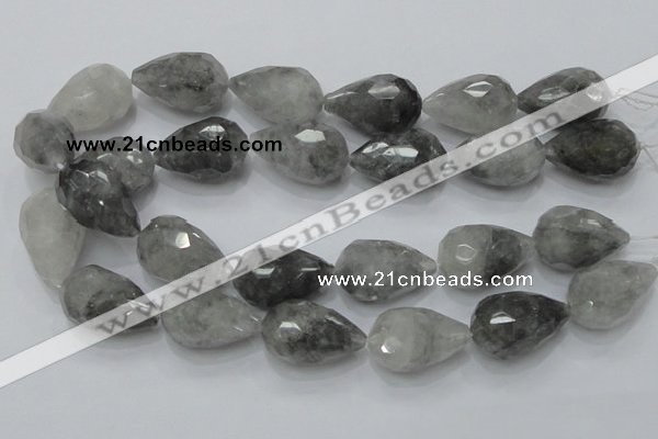 CCQ112 15.5 inches 20*30mm faceted teardrop cloudy quartz beads