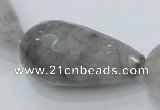 CCQ113 15.5 inches 20*40mm faceted teardrop cloudy quartz beads