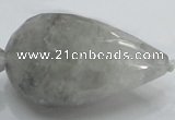 CCQ114 15.5 inches 30*50mm faceted teardrop cloudy quartz beads
