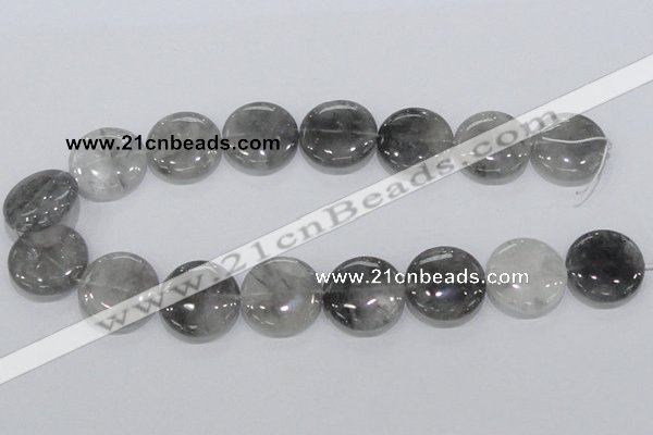 CCQ121 15.5 inches 25mm coin cloudy quartz beads wholesale