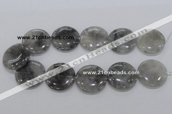 CCQ122 15.5 inches 35mm coin cloudy quartz beads wholesale