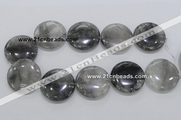 CCQ123 15.5 inches 40mm coin cloudy quartz beads wholesale