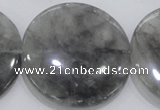 CCQ124 15.5 inches 50mm coin cloudy quartz beads wholesale