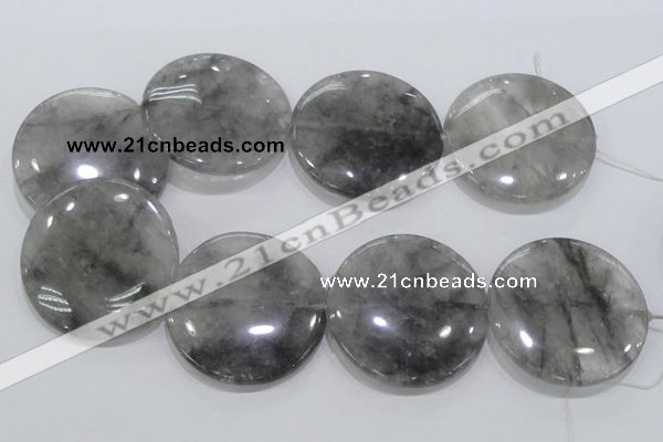 CCQ124 15.5 inches 50mm coin cloudy quartz beads wholesale