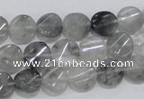 CCQ126 15.5 inches 10mm twisted coin cloudy quartz beads wholesale