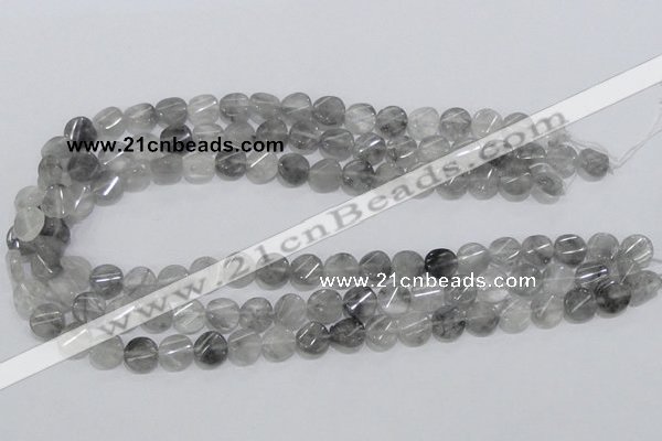 CCQ126 15.5 inches 10mm twisted coin cloudy quartz beads wholesale