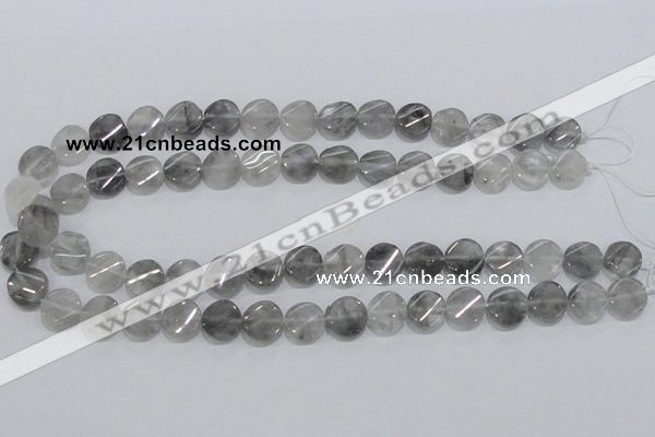 CCQ127 15.5 inches 12mm twisted coin cloudy quartz beads wholesale