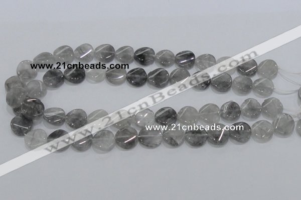 CCQ128 15.5 inches 15mm twisted coin cloudy quartz beads wholesale