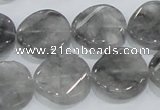 CCQ129 15.5 inches 20mm twisted coin cloudy quartz beads wholesale