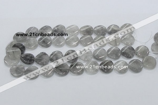 CCQ129 15.5 inches 20mm twisted coin cloudy quartz beads wholesale