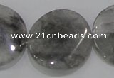 CCQ131 15.5 inches 30mm twisted coin cloudy quartz beads wholesale