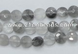 CCQ133 15.5 inches 8mm faceted coin cloudy quartz beads wholesale