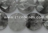 CCQ137 15.5 inches 20mm faceted coin cloudy quartz beads wholesale