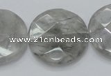 CCQ139 15.5 inches 30mm faceted coin cloudy quartz beads wholesale