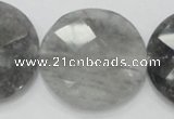 CCQ141 15.5 inches 40mm faceted coin cloudy quartz beads wholesale