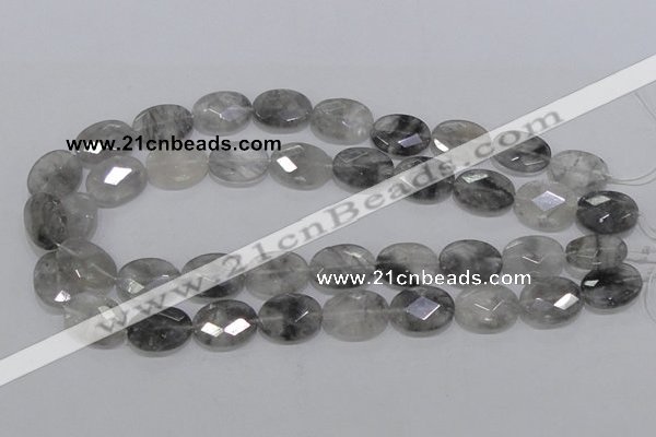 CCQ155 15.5 inches 15*20mm faceted oval cloudy quartz beads wholesale