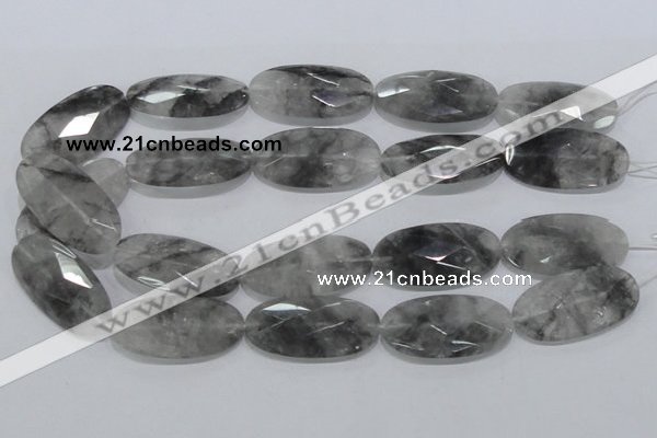CCQ158 15.5 inches 20*40mm faceted oval cloudy quartz beads wholesale