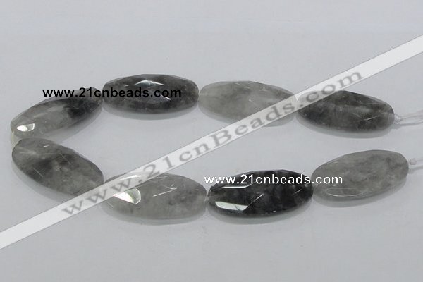 CCQ159 15.5 inches 25*50mm faceted oval cloudy quartz beads wholesale