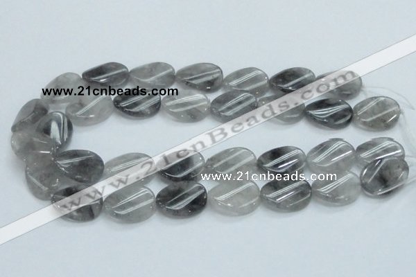 CCQ161 15.5 inches 20*25mm twisted oval cloudy quartz beads wholesale