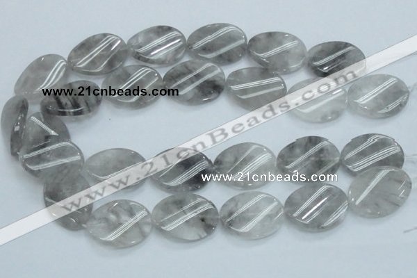 CCQ162 15.5 inches 23*30mm twisted oval cloudy quartz beads wholesale