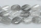 CCQ163 15.5 inches 10*14mm twisted & faceted oval cloudy quartz beads