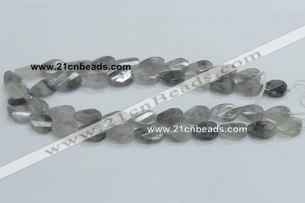 CCQ164 15.5 inches 13*18mm twisted & faceted oval cloudy quartz beads